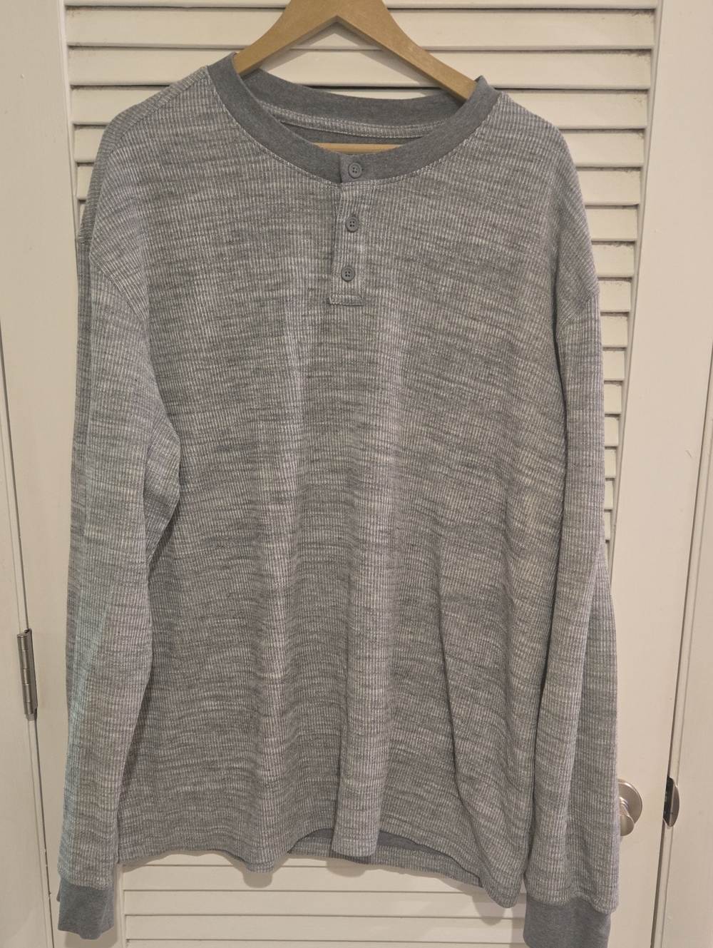 NWOT Goodfellow & Co Gray Waffle-Knit Henley Long-Sleeve Shirt XXL